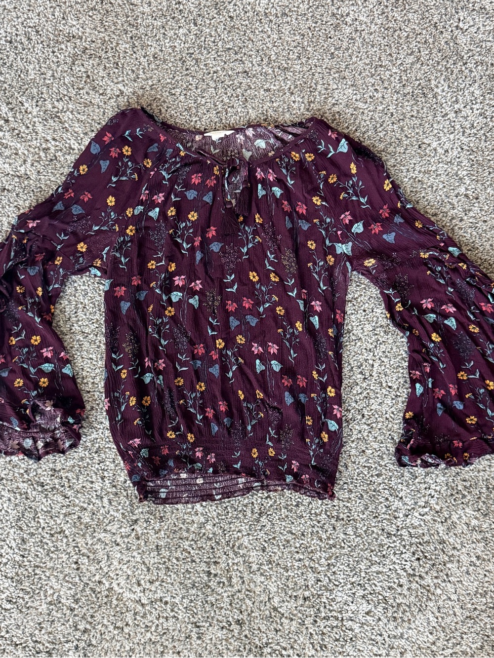 Aeropostale Plum Floral Off-Shoulder Blouse